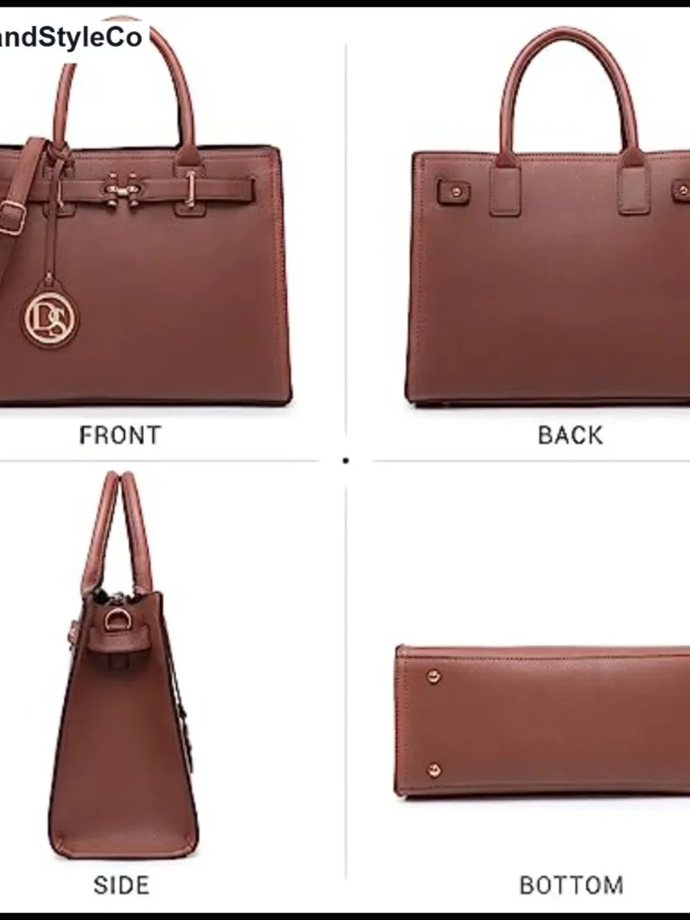 Faux Leather Satchel Purse with Faux Leather Shoulder Strap